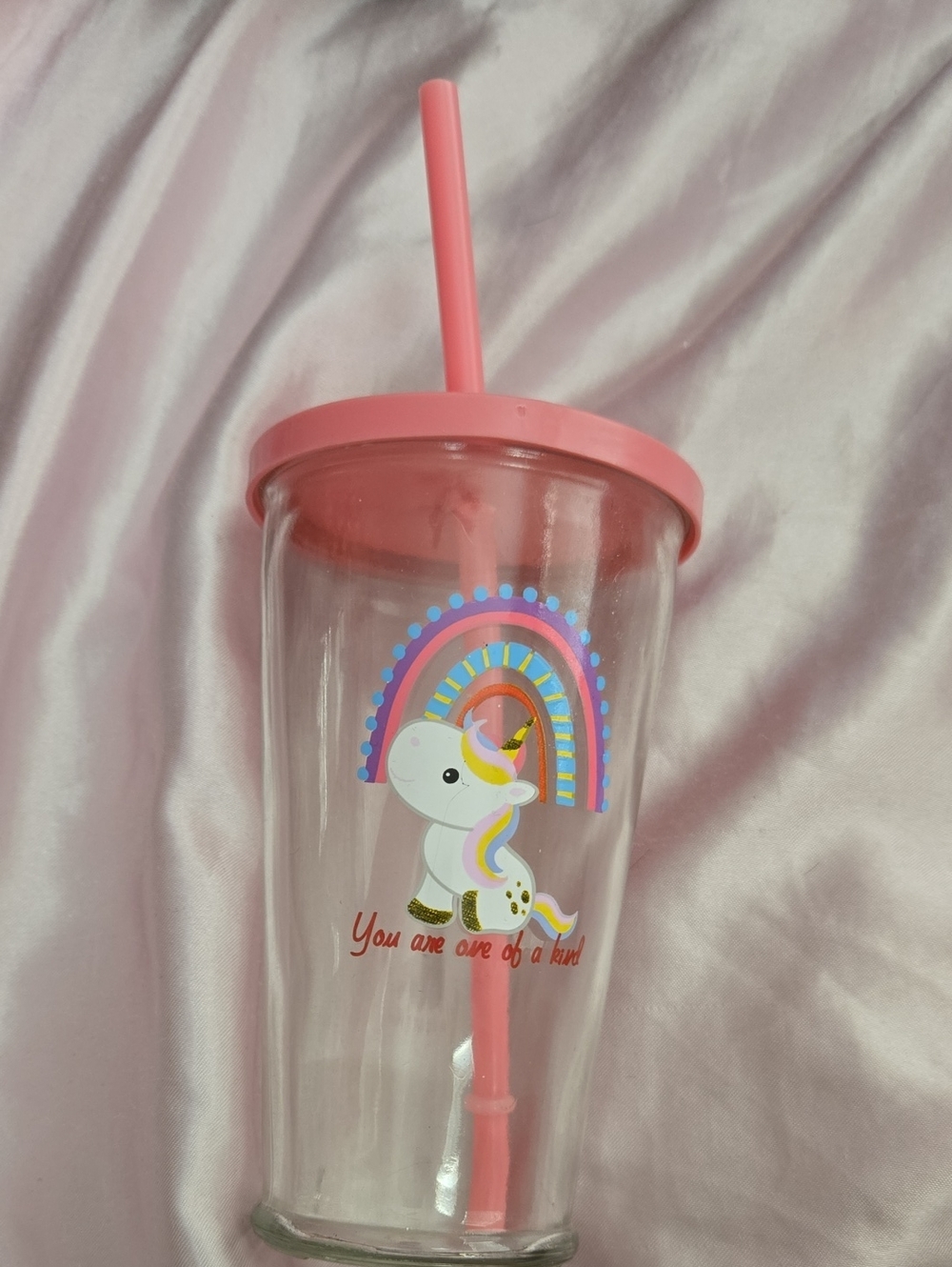 Pink Lid Unicorn Straw Tumbler Never Used
